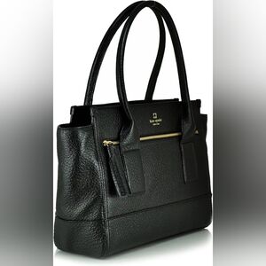 Kate Spade Black Pebbled Leather Southport Avenue Oden Tote Handbag Bag